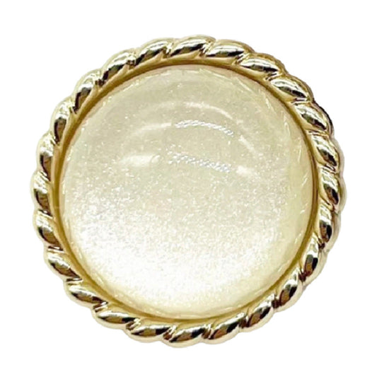 18/20MM Gold-Edged Pink Starry Sky Pearl Metal Buttons 12PCS White