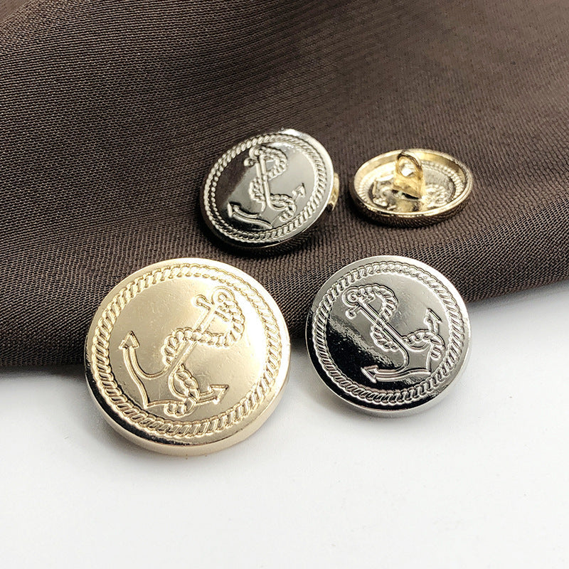 Anker-Muster Metall-Schaftknöpfe, gold- und silberfarben, mehrere Stück sichtbar