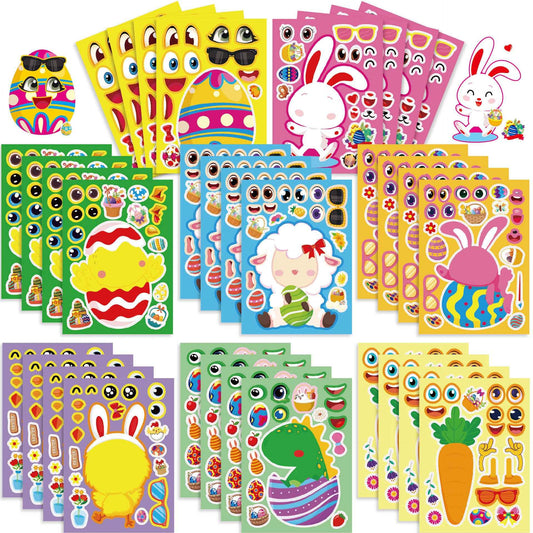 Make a Face Cartoon Easter Rabbit DIY Stickers for Kids 24 Sheets