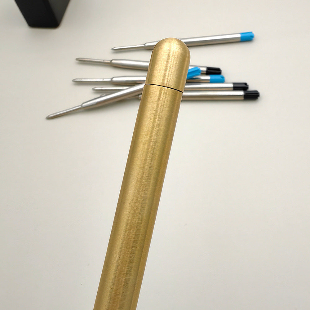 2pcs Solid Brass Mini Ballpoint Pen Metal Pocket Pen with Extra Refill