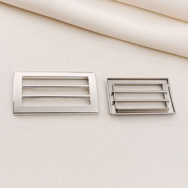 Silver-tone 4-position ladder belt buckles, two pieces shown with sliding bars