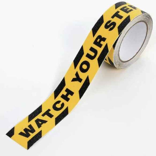 Black Yellow Anti Slip Safety Tape Printed"Watch Your Step CAUTION“ Watch Your Step