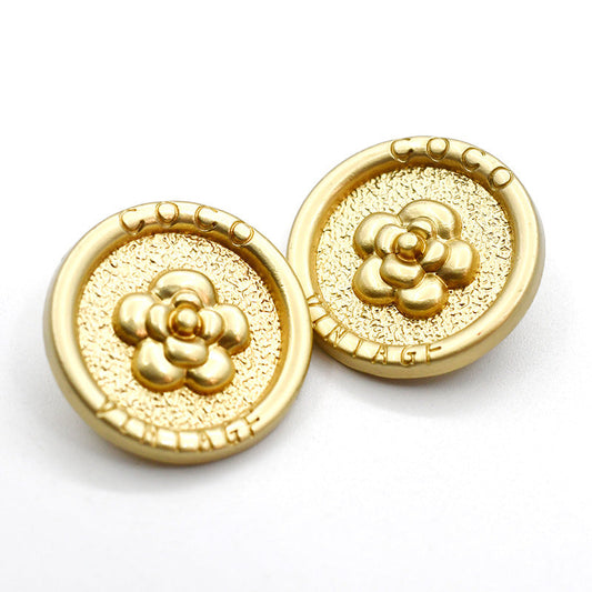 23mm Gold Nickel Round Floral Metal Shank Coat Button 10pcs Gold