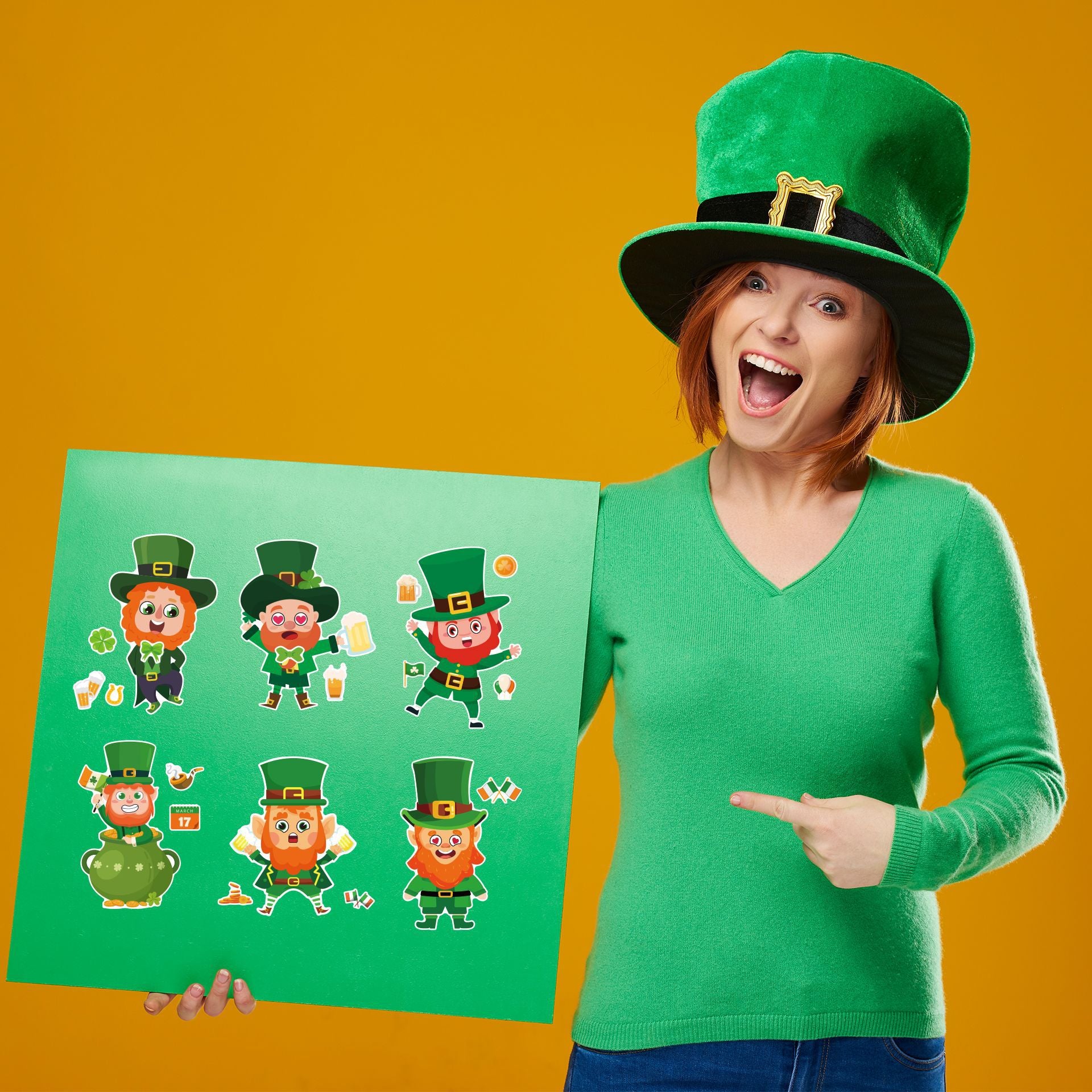 24 Sheets St Patricks Day Stickers for Kids Cards Crafts