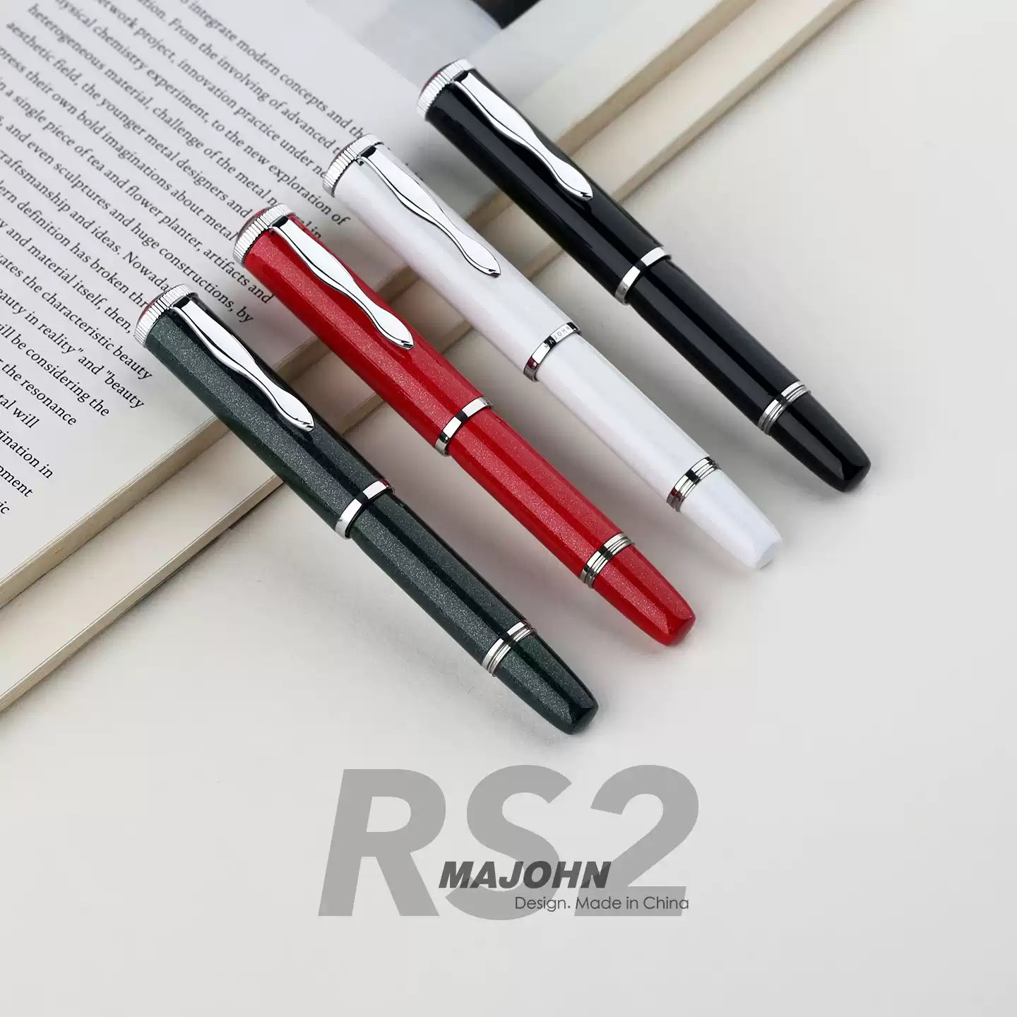 MAJOHN RS2 Short Pocket Fountain Pen — Metal Lacquer Finish, 100mm Travel Pen