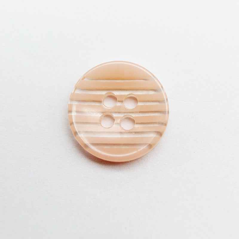 Striped resin 4-hole button, peach stripes with translucent finish
