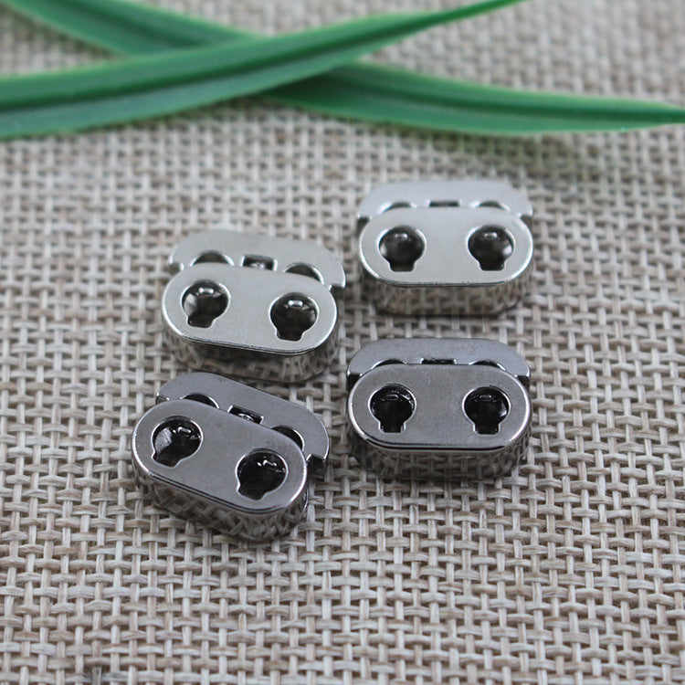 15mm silver double-hole adjustable cord lock, zinc alloy, side view