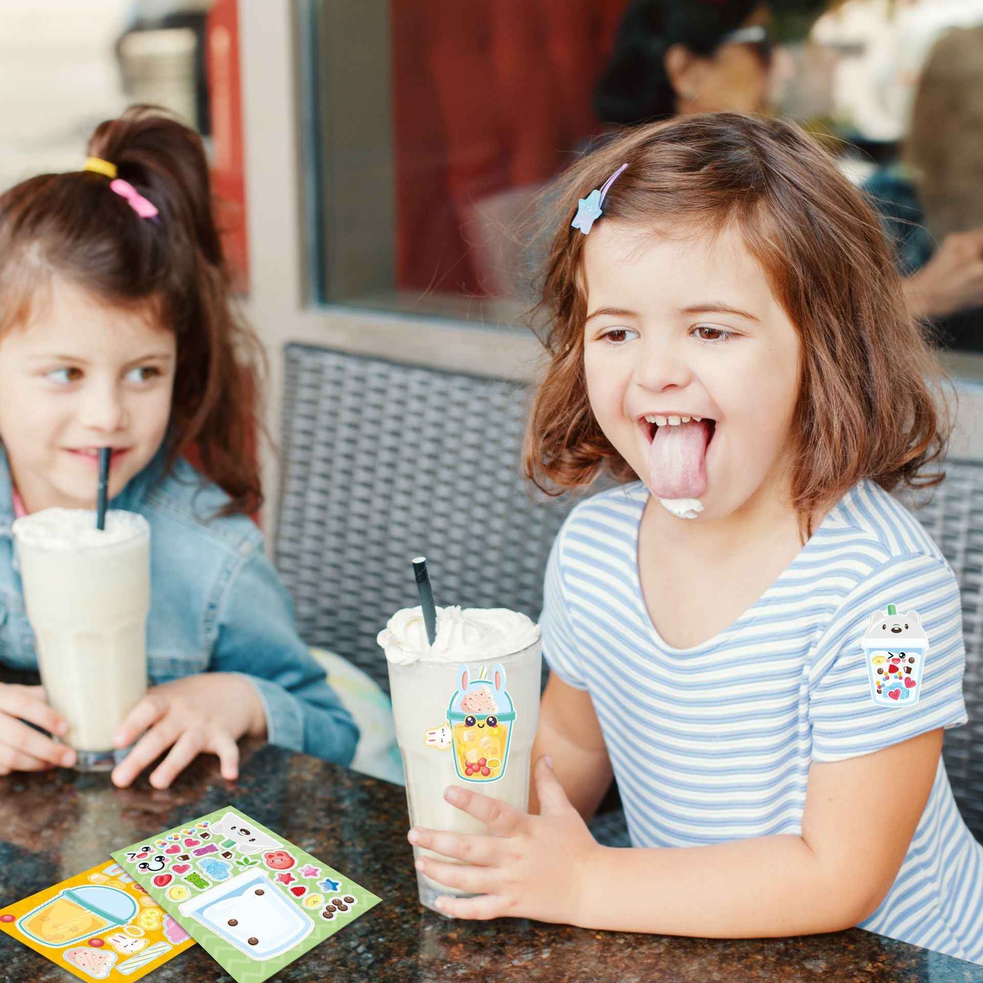 Make a Face Bubble Tea Stickers for Kids 24 Sheets