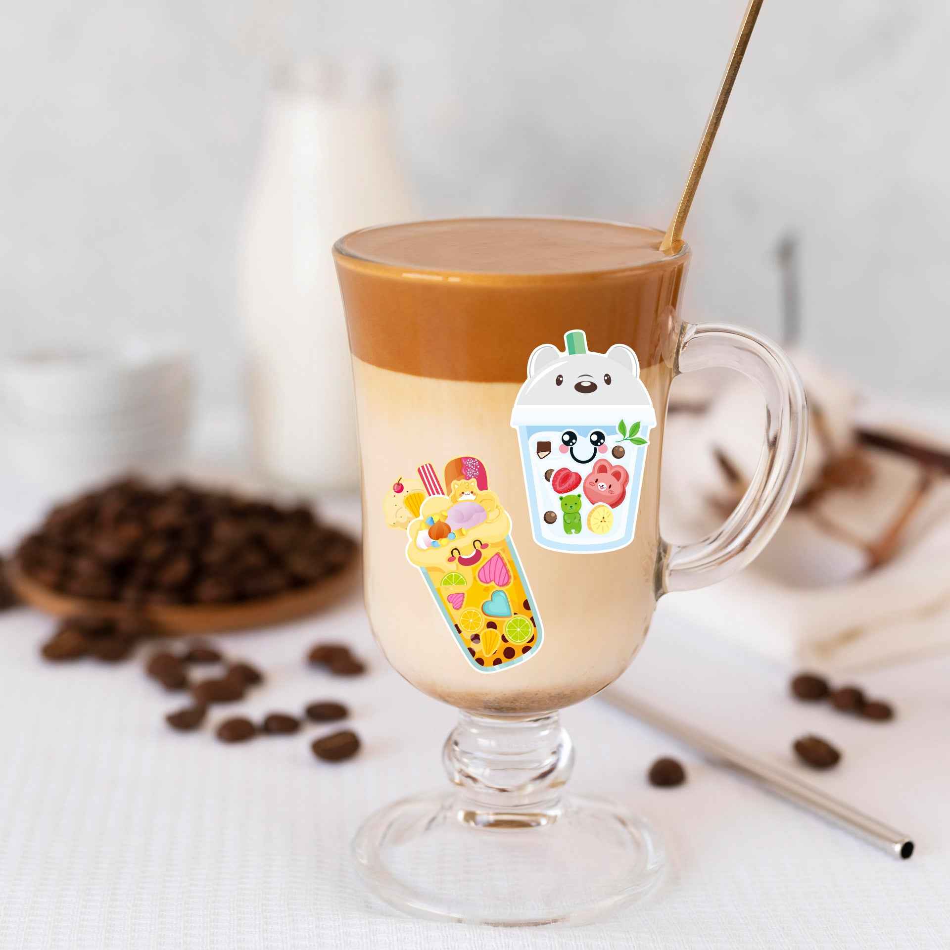 Make a Face Bubble Tea Stickers for Kids 24 Sheets