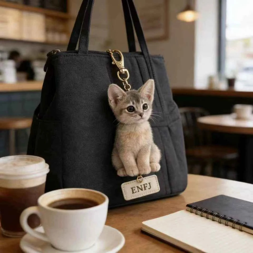 Realistic Abyssinian Cat Plush Hanging Ornament Keychain