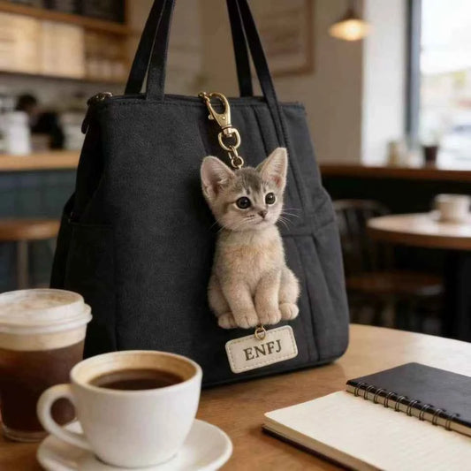 Realistic Abyssinian Cat Plush Hanging Ornament Keychain
