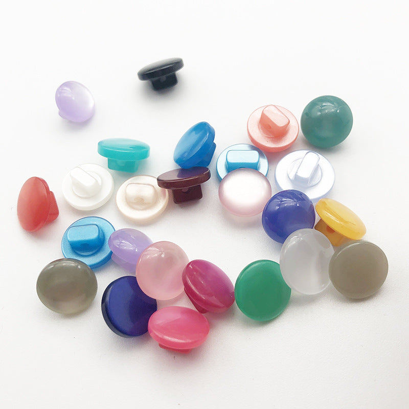 10mm pearlescent resin shank buttons, mixed blue and green tones, 120-pack