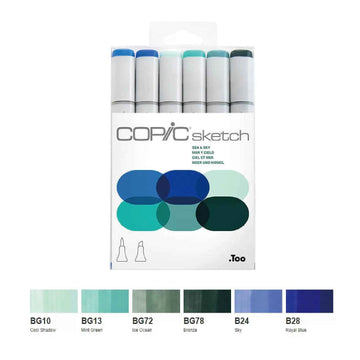 COPIC Sketch Marker Pens 6 Color Sea & Sky