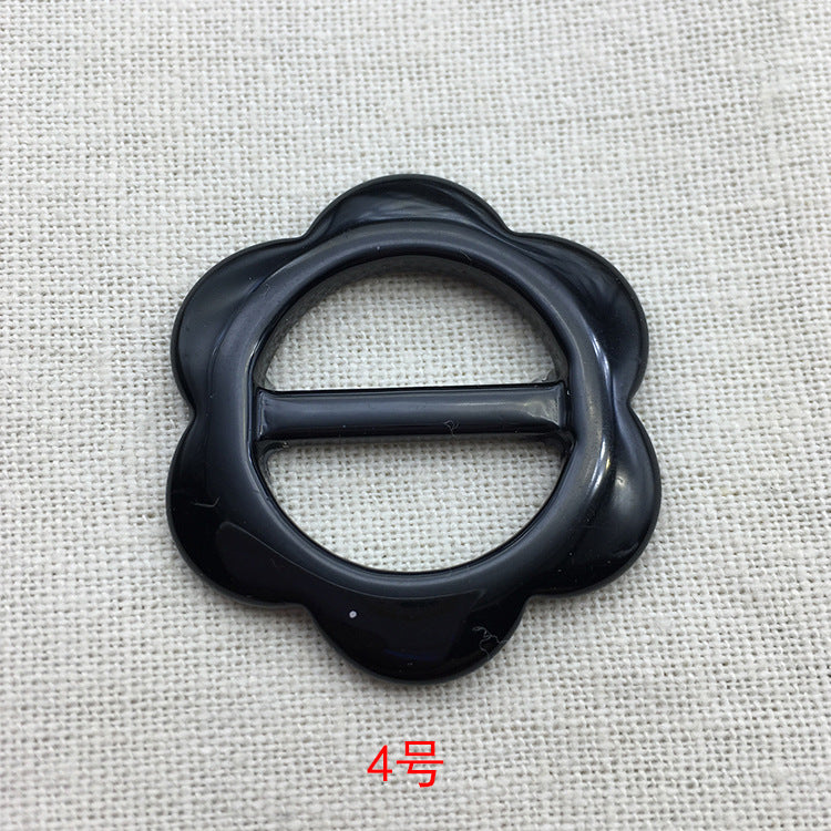花朵树脂扣按钮，黑色哑光款式，款式4