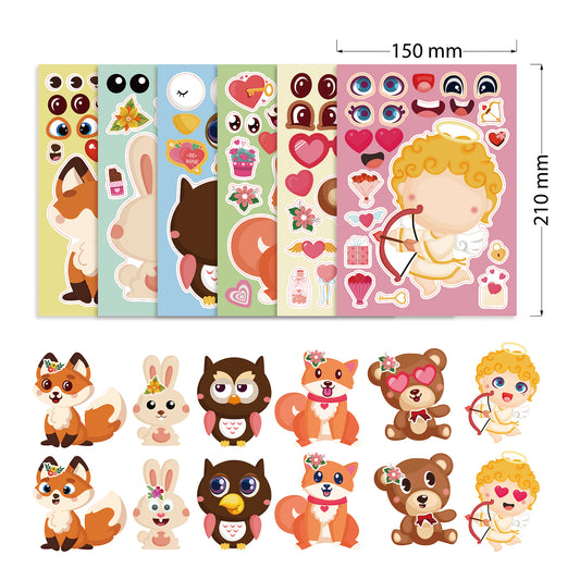 24 Sheets Valentine's Day Animal Stickers for Kids