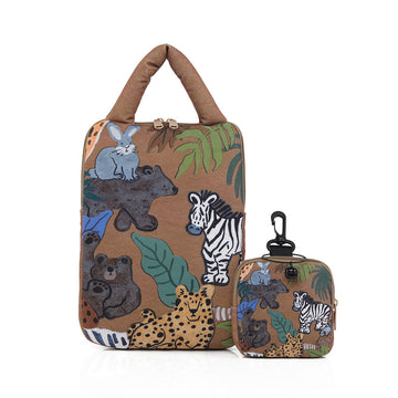 Ruskea eläinaiheinen kannettavan tietokoneen suojakotelo 14 tuumaa 2-osainen sarja