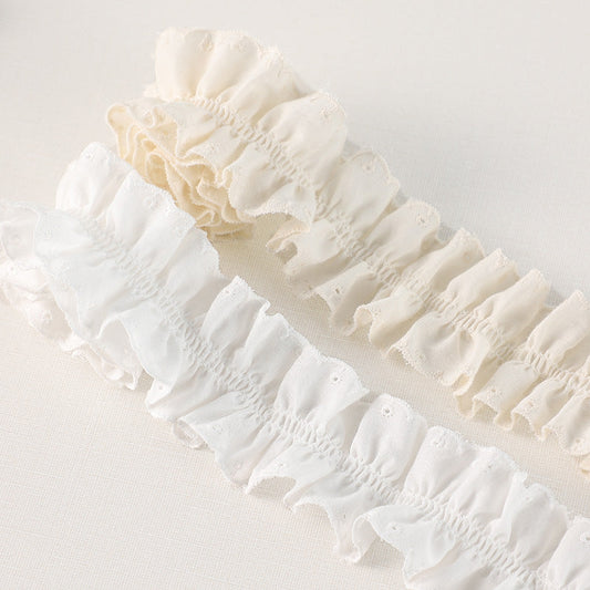 45/50mm 3D Double-Sided Cotton Pleated Lace Trim 5 Yards