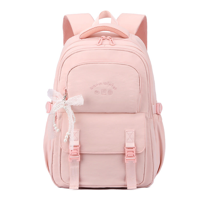 Large Capacity School Backpack for Teen Girls – Lightweight Oxford Fabric Daypack Pink