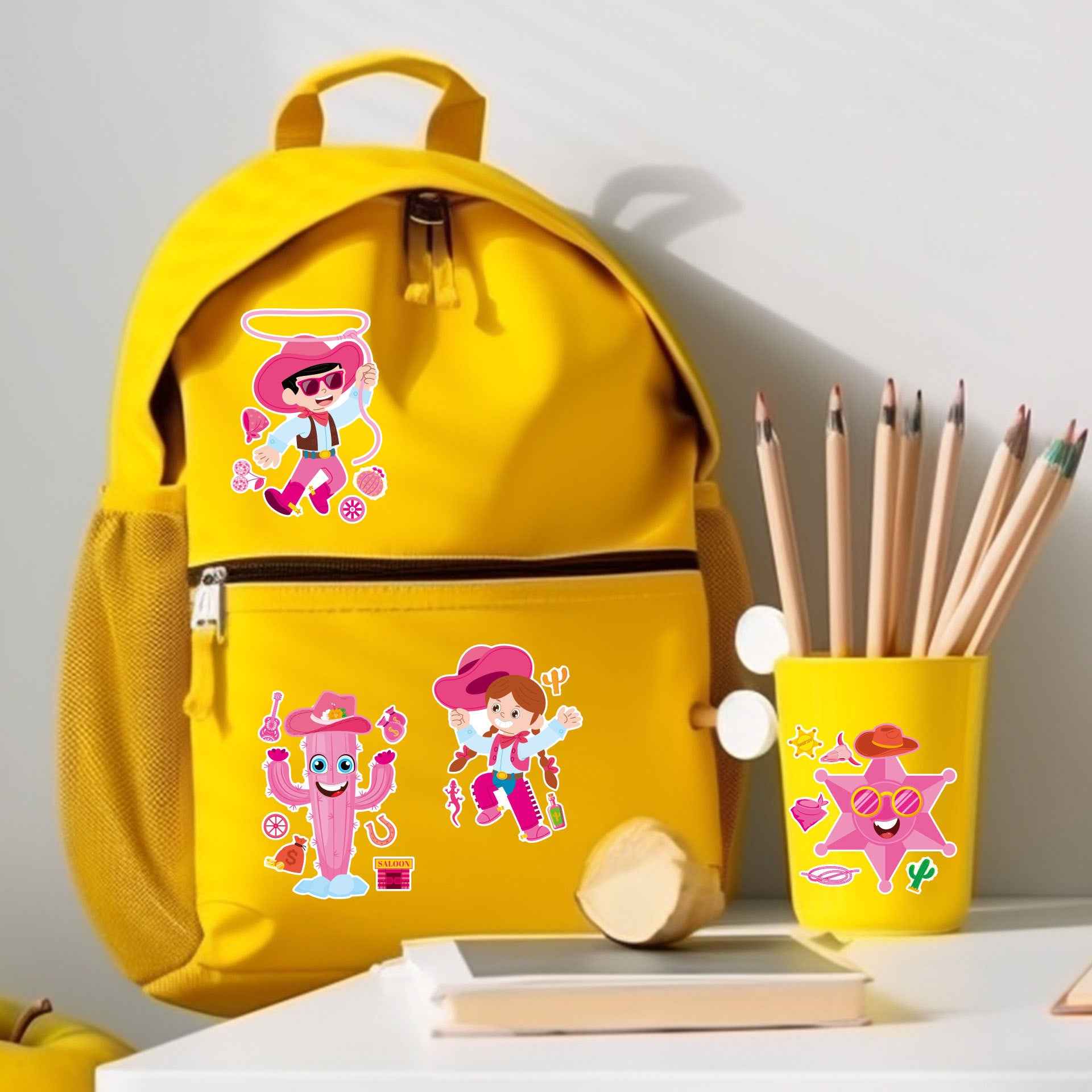 Make a Face Cartoon Pink Cowboy DIY Stickers for Kids 24 Sheets