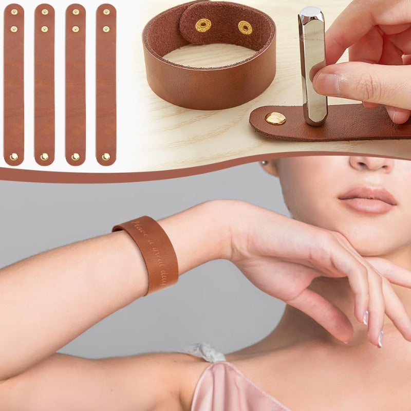 Adjustable PU Leather Bracelet DIY Engravable Wristbands 12 Pack