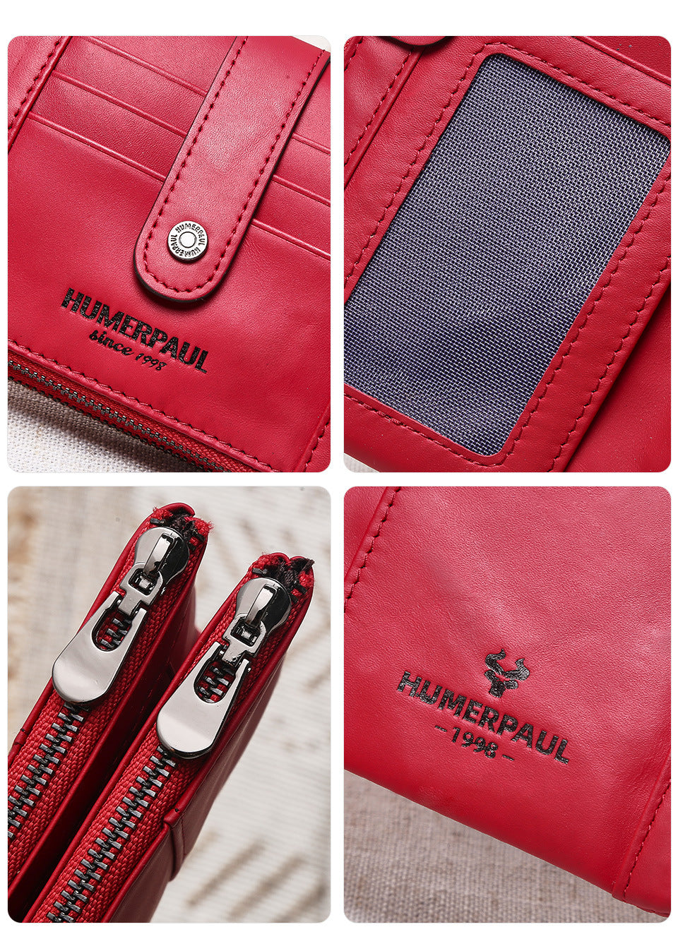 Women's Genuine Leather Long Wallet — RFID Blocking Clutch