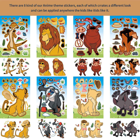 Make a Face Cartoon The Lion King Stickers for Kids 24 Sheets