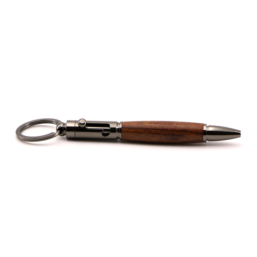 Bolt Action Keychain Wood & Metal Ballpoint Pen Gunmetal Red