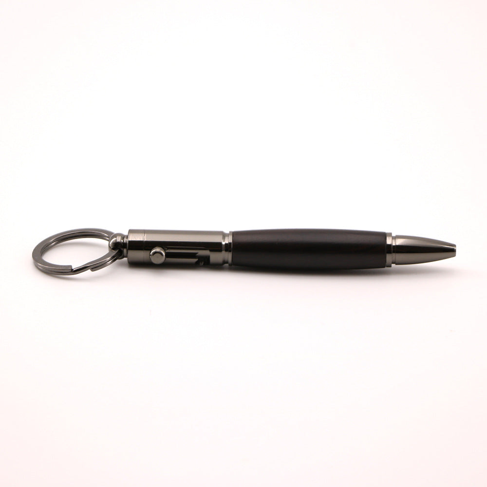 Bolt Action Keychain Wood & Metal Ballpoint Pen Gunmetal Black