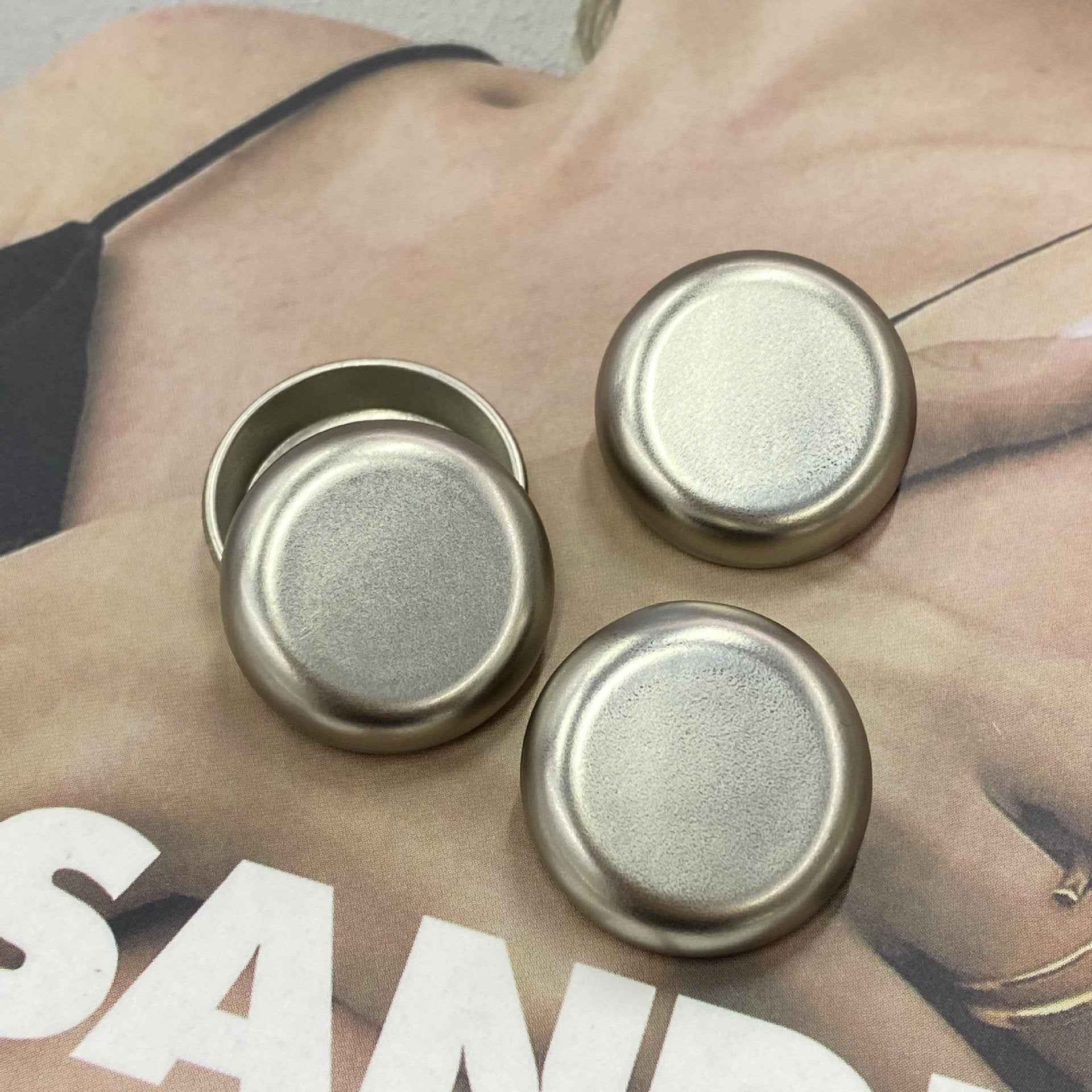 Nickel flat metal shank buttons set, 15/18/20/22 mm, 20 pcs
