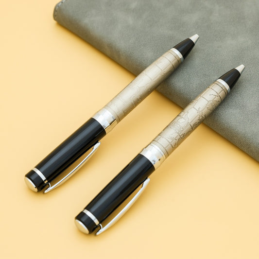 2pcs Antique Bronze World Map Metal Ballpoint Pen with Extra Refill