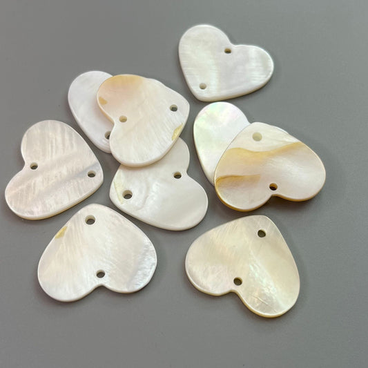 10/18/22mm Pure White Heart Shaped Shell Buttons 30 Pack