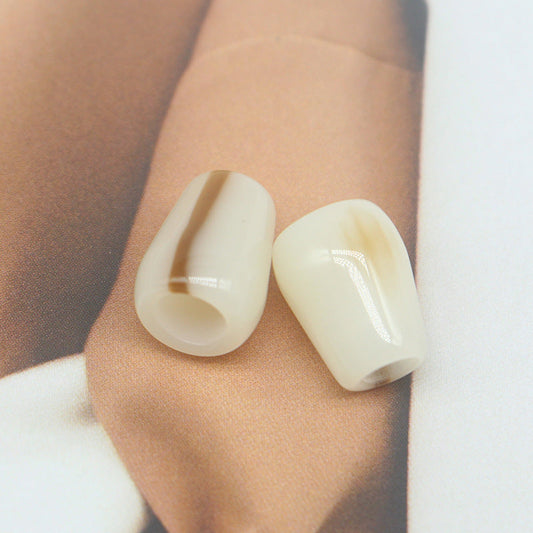 Pearlescent Bell Cord Ends Large Hole Resin Stoppers 20pcs Beige