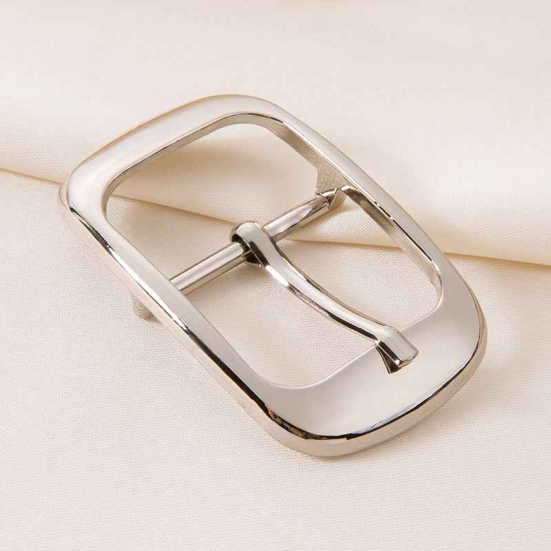 25/30mm rectangle center bar buckle, silver zinc alloy with metal center bar pin