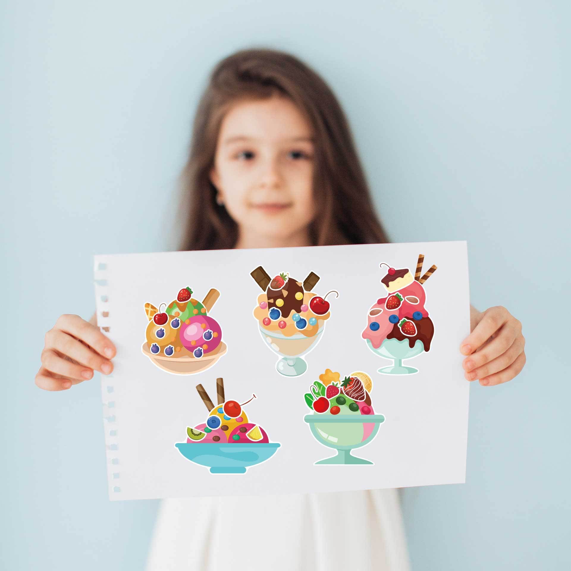 24 Sheets Icecream Theme Make Your Own Stickers for Kids