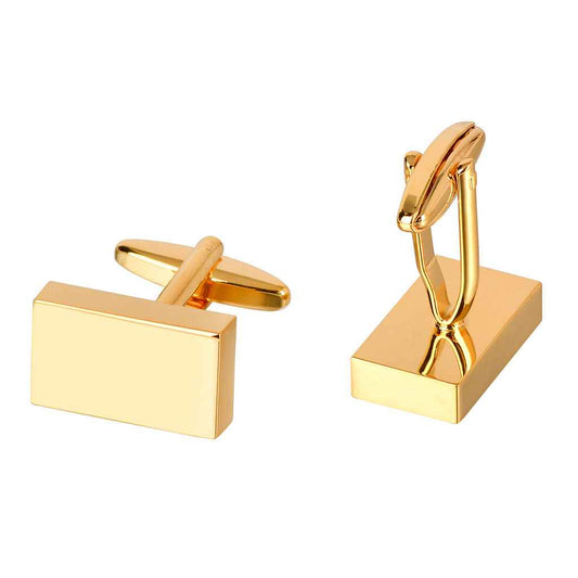 Rectangle Gold Silver Gunmetal Cuff Links for Men Gold