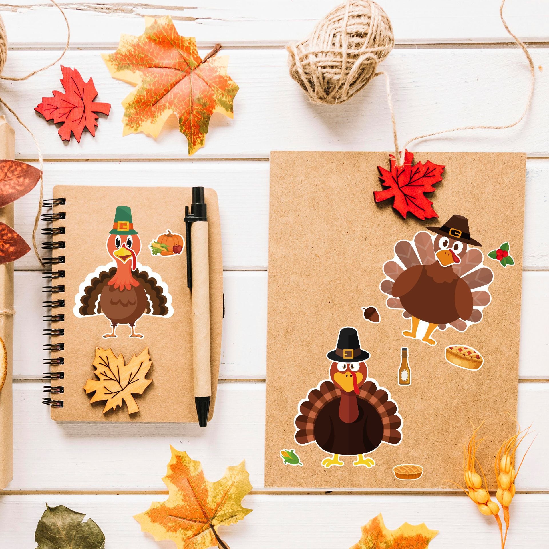 24 Sheets Thanksgiving Make A Turkey Stickers for Kids