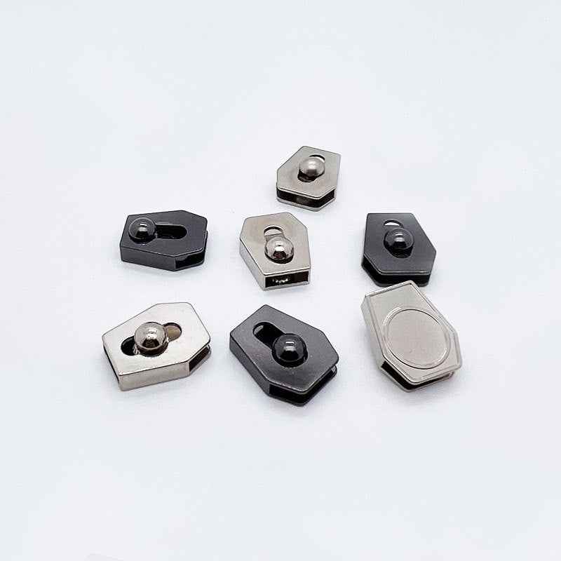 Metal bell-shaped cord adjuster flat stoppers, 20-piece set in silver and black