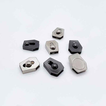 Metal bell-shaped cord adjuster flat stoppers, 20-piece set in silver and black