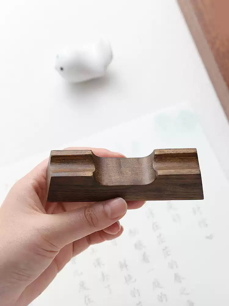 Walnut Wood Pen Stand – Solid Wood Pen Holder & Rest (Single / Double Slot)
