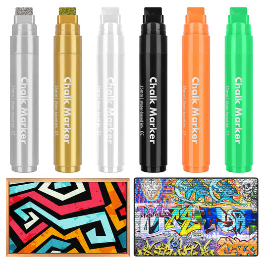 15mm Wide Tip Liquid Chalk Markers for LED Chalkboards,Glass,Menu Boards & Window Signage