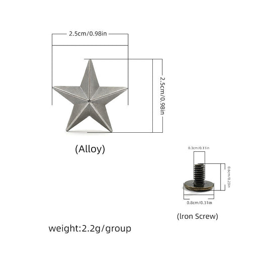 Small Star Screw Rivets - 25x25mm Leather Studs (30-Pack) Gunmetal