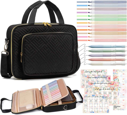 Bible Cover Case Journaling Kit with Highlighters and Pens