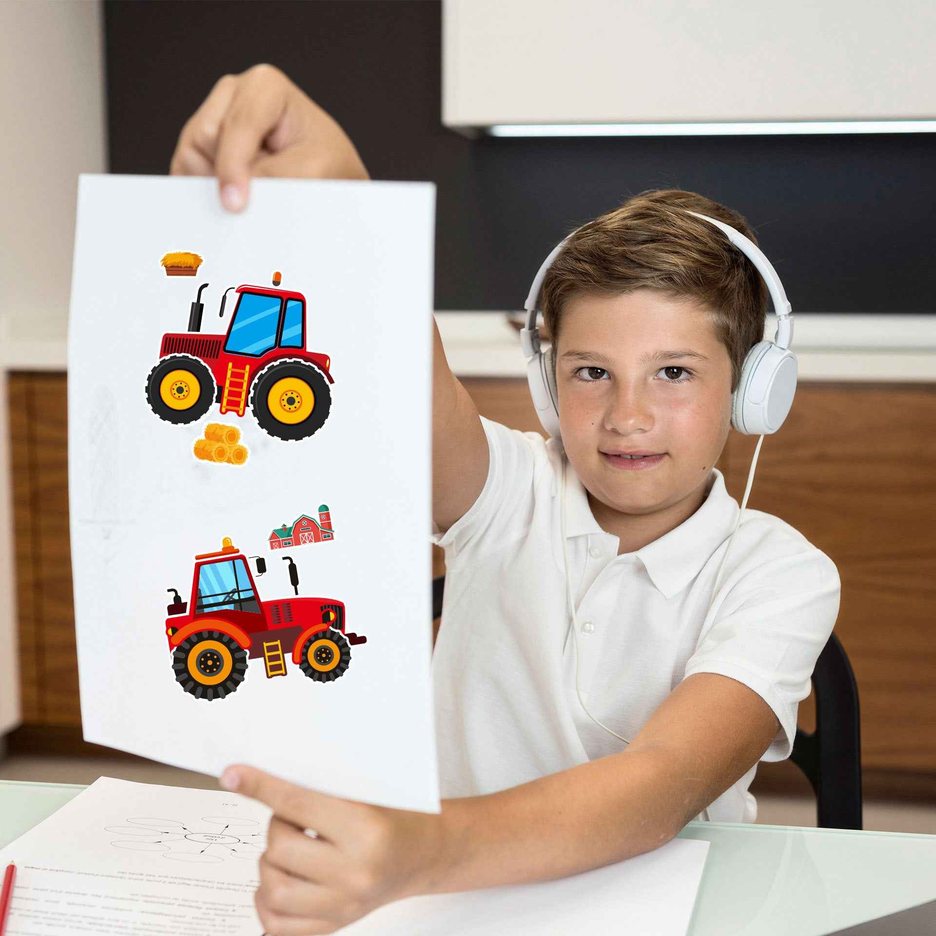 Make a Face Farm Tractors Stickers for Kids 24 Sheets