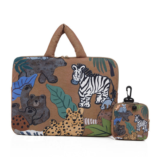 Pruun loomateemaline sülearvutikott 14 tolli 2-osaline komplekt