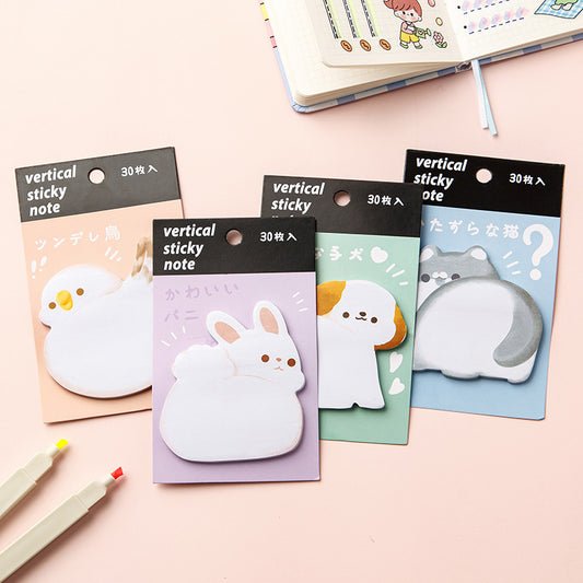 Animal Shaped Sticky Notes | Rabbit, Cat, Dog & Bird Memo Pads,12-Pack