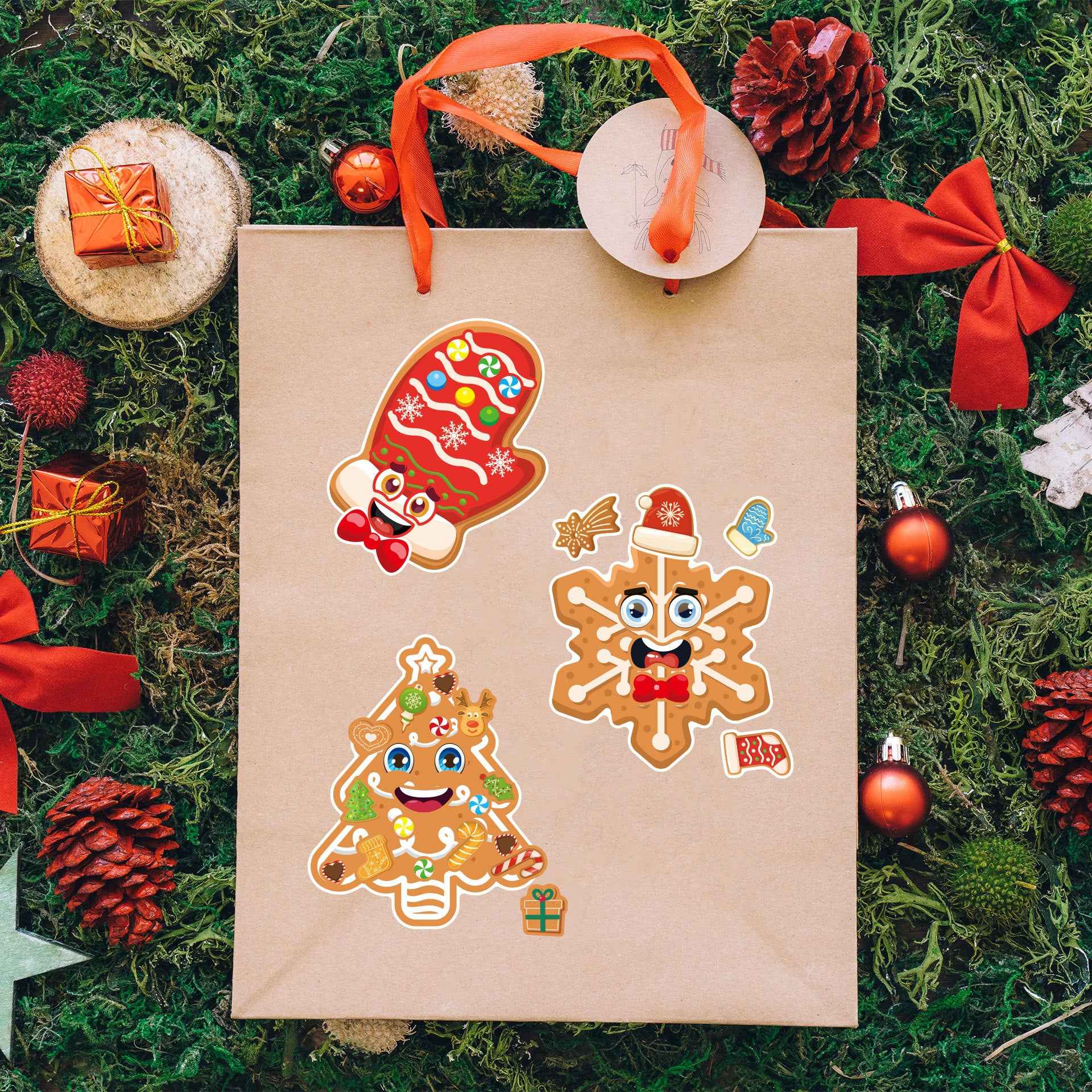 Make a Face Christmas Gingerbread Man Stickers for Kids 24 Sheets