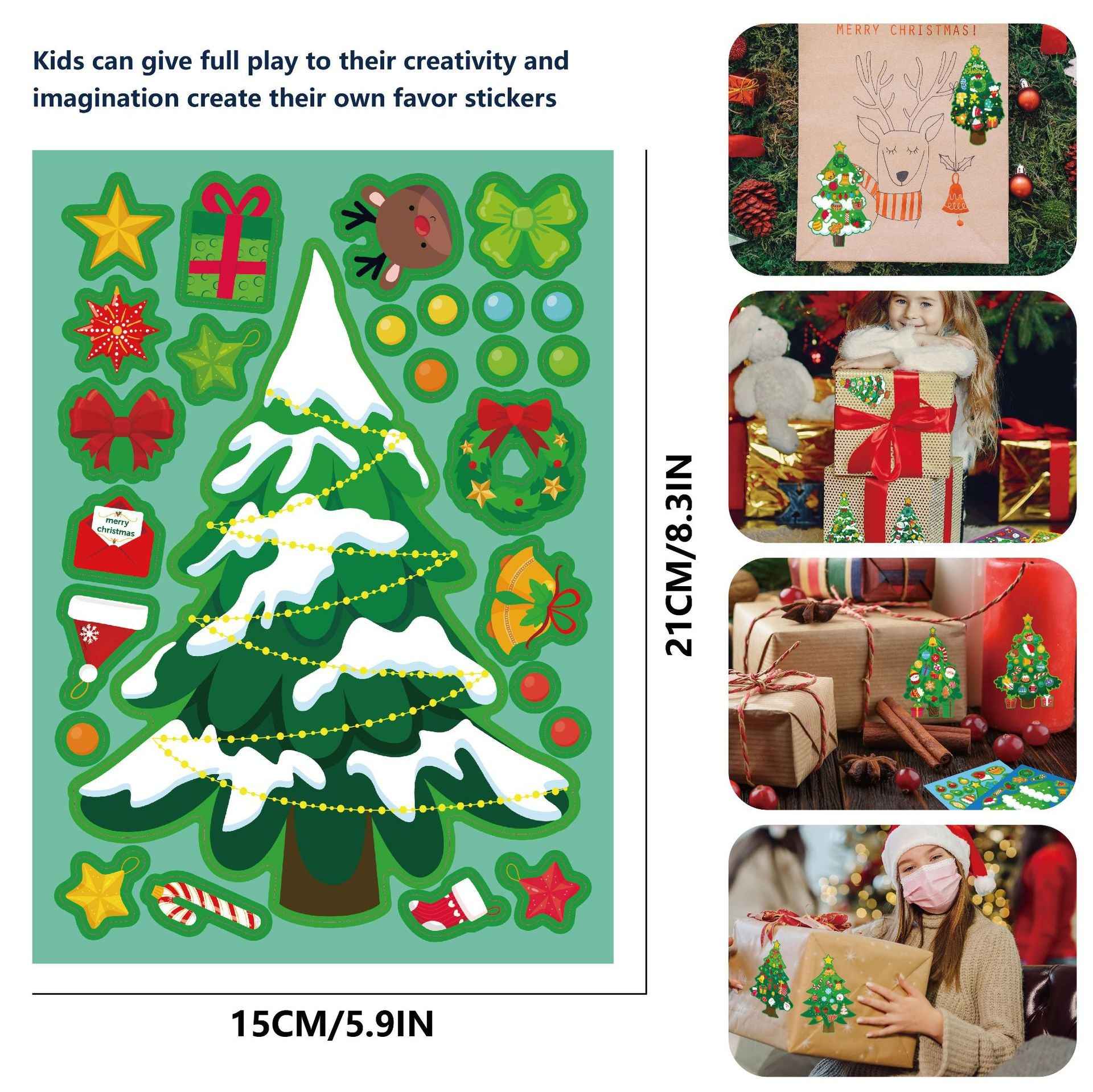 Make a Face Christmas Tree Stickers for Kids 24 Sheets