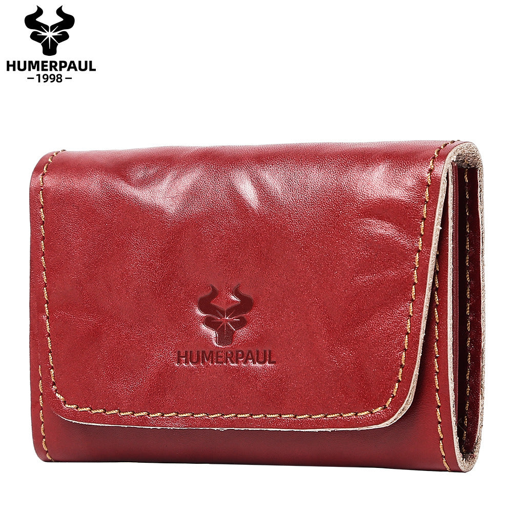 Handcrafted Tanned Leather Credit Card Wallet Red