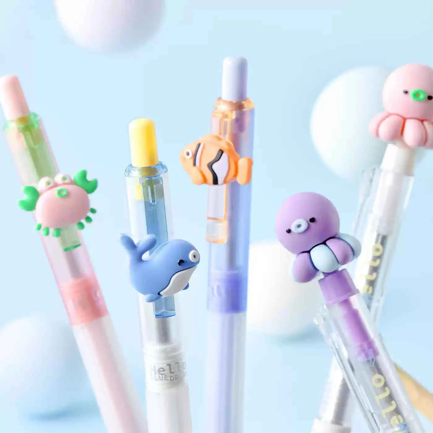 M&G Ocean Animals Click Gel Pens – 0.5mm Black Ink, 4-Piece