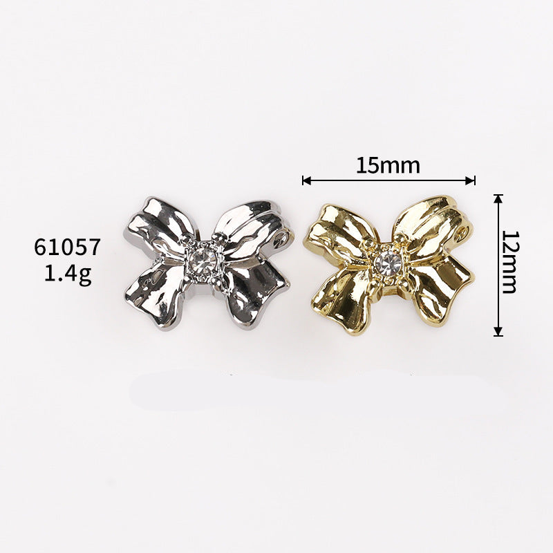 15mm crystal bow metal shank button in light gold and nickel silver